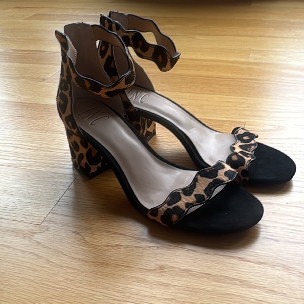 Leopard Print Block Heel Sandals